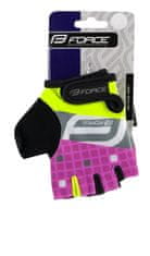 Force Dětské cyklistické rukavice SQUARE, fluo/růžové - velikost L