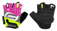 Force Dětské cyklistické rukavice SQUARE, fluo/růžové - velikost L