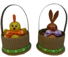 Kraftika Velikonoční figurky - zajíček a kuřátko v košíčku, ozdoba