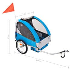 Greatstore Vozík za kolo pro děti šedo-modrý 30 kg