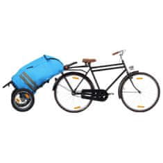 Greatstore Skládací vozík za kolo s nákupní taškou modro-černý