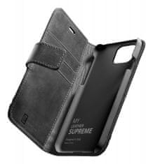 CellularLine Prémiové kožené pouzdro typu kniha Supreme pro Apple iPhone 12 mini SUPREMECIPH12K, černé - rozbaleno