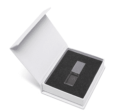 CTRL+C SET USB KRYSTAL stříbrný, kombinace sklo a kov, LED podsvícení, balení v bílé kartonové krabičce s magnetem, 64 GB, USB 2.0