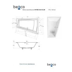 Besco Asymetrická vana INTIMA DUO SLIM Bez nožiček 180 × 125 cm Levé