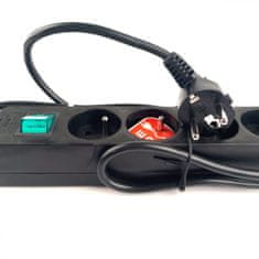 Prodlužovací kabel 6-zásuvkový s vypínačem černý 1,5M