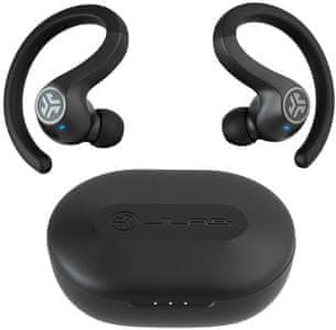 moderní Bluetooth sluchátka jlab air sport true wireless s ekvalizérem čistý zvuk skvělý výkon dlouhá výdrž nabíjecí box s kabelem nízká hmotnost dotykové senzory