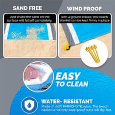 Netscroll Skládací vodotěsná nepromokavá podložka na pláž, kempování nebo piknik, 210x200 cm, bez více písku nebo vlhkosti, užijte si ji kdekoli, s přidanou taškou na skladování, snadno se čistí, Mat4Beach.