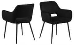 Design Scandinavia Jídelní židle s područkami Ranja (SET 2 ks), textil, černá