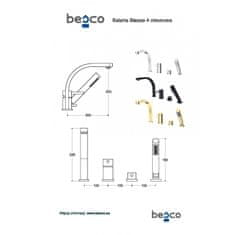 Besco 4 - otvorová vanová baterie DECCO zlatá s příslušenstvím
