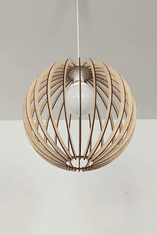 MAJA DESIGN Dřevěný závěsný lustr - svítidlo - GLOBE - 40 cm - 24 lamel ROVNĚ