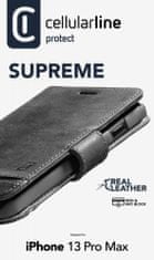 CellularLine Prémiové kožené pouzdro typu kniha Supreme pro Apple iPhone 13 Pro Max SUPREMECIPH13PRMK, černé