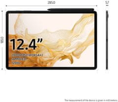 Samsung Galaxy Tab S8+, 8GB/128GB, Wi-Fi, Dark Gray (SM-X800NZAAEUE)