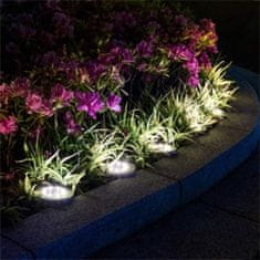 Netscroll Sada 4 solárních LED svítidel pro zahradu, cestu nebo terasu, elegantní zahradní osvětlení, zahradní lampy na solární energii, světelný senzor, 6-10 hodin bílého světla, 8 diod, SolarGardenLights