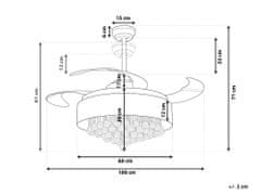 Beliani Bílý stropní ventilátor se světlem a skládacími lopatkami PEEL