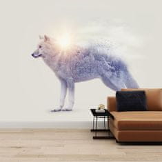 LuxusniObrazy.cz Fototapeta - Arktický vlk zrcadlící divokou krajinu 392x272 cm