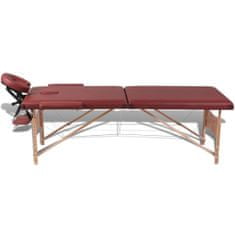 Petromila Červený skládací masážní stůl se 2 zónami a dřevěným rámem