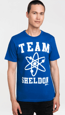CurePink Pánské tričko The Big Bang Theory|Teorie velkého třesku: Team Sheldon (M) modré bavlna