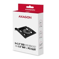 AXAGON RHD-P25, hliníkový rámeček pro 2x 2.5" HDD/SSD do 3.5" pozice nebo PCI záslepky