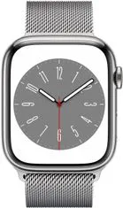 Apple Watch Series 8, Cellular, 45mm, Silver Stainless Steel, Silver Milanese Loop