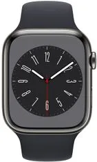 Apple Watch Series 8, Cellular, 45mm, Graphite Stainless Steel, Midnight Sport Band