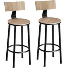 tectake 2 Barové židle Poole - Industrial světlé dřevo, dub Sonoma