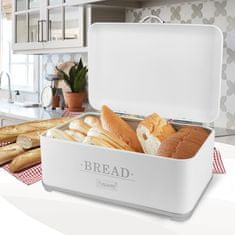 MAESTRO Zásobník na chléb Kovový chlebník Mr-1677-Ar-W bílý 