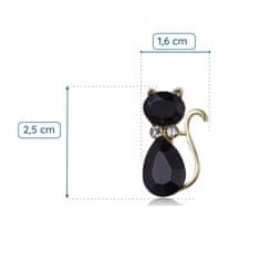 Pinets® Brož černá kočka s kubickou zirkonií