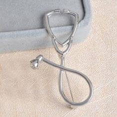 Pinets® Brož stříbrný stetoskop