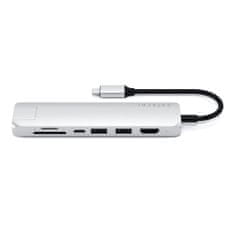 Satechi USB-C tenký víceportový ethernetový adaptér PRO Stříbro