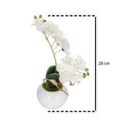 Atmosphera Bílá umělá orchidej ve květináči, 25 cm