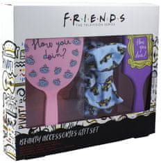 CurePink Kosmetický dárkový set Friends|Přátelé: How You Doin'? kartáč, zrcátko, gumička (34 x 28 x 5 cm)