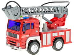 Mikro Trading Auto hasiči 18 cm 1:20 stříkající vodu na setrvačník na baterie se světlem a zvukem v krabičce