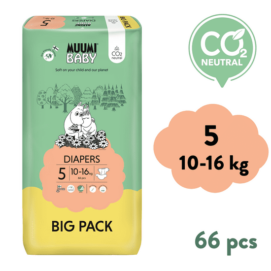 MUUMI BABY Big Pack vel. 5 MAXI+ (10-16 kg) 66ks