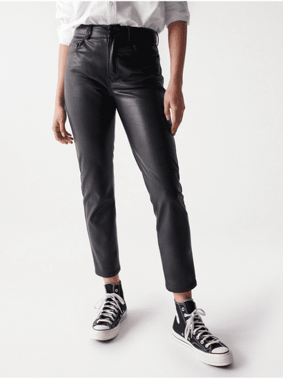 Salsa Collection Černé dámské zkrácené koženkové kalhoty Salsa Jeans Nappa