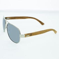 VeyRey Pánské Dřevěné sluneční brýle pilotky Pent stříbrná skla