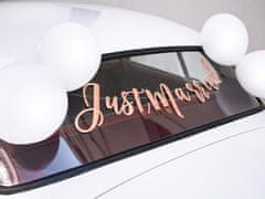 PartyDeco Sada dekorací na svatební auto růžovo-zlaté
