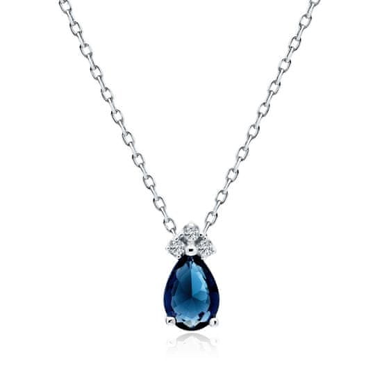 Klenoty Amber Elegantní stříbrný náhrdelník modrý Amanda