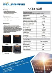 HADEX Fotovoltaický solární panel 12V/80W, SZ-80-36MFE-A, přenosný, skládací