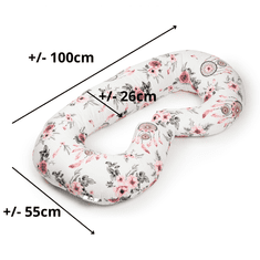 Flumi Kojicí polštář typu C těhotenský polštář bílé s růžovými květy