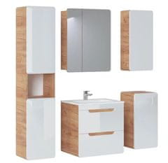 Závěsná koupelnová skříňka se zrcadlem Aruba 841 2D dub craft zlatý