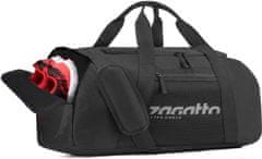 ZAGATTO Sportovní/cestovní taška s prodyšnou kapsou na ručník/obuv, dámská unisex pánská, 50x25x25 cm, 32L, víkendová fitness taška, taška na cvičení, s nastavitelným ramenním popruhem, černá, ZG757