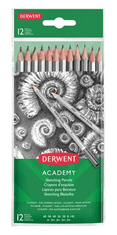 DERWENT Grafitové tužky "Academy", 12 tvrdostí, šestihranná, 2300412