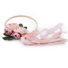 MojeParty Dekorace svatební Kruh s květy a stuhou růžový 19,5 cm