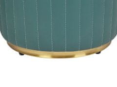 Beliani Toaletní stolek se 2 zásuvkami LED zrcadlem a pufem tmavozelený/ zlatý VINAX